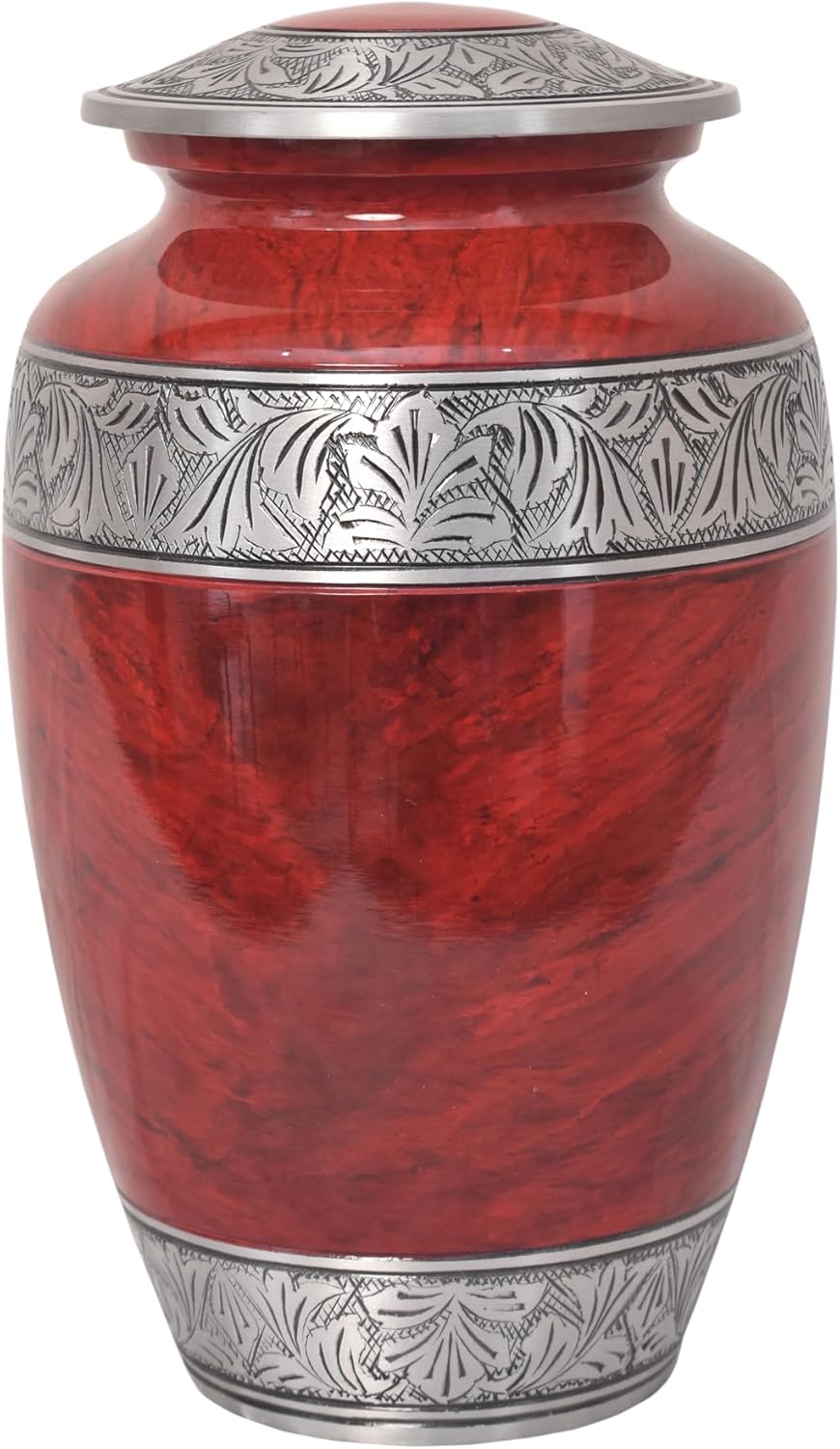 Home Elm Red Cremation Urn for Adult Ashes - Holds 210 Cubic Inches