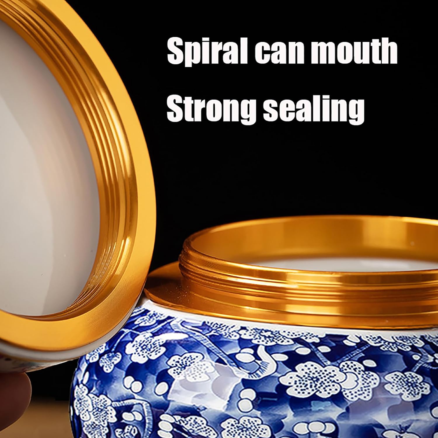 Medium Blue and White Ceramic Urn for Ashes