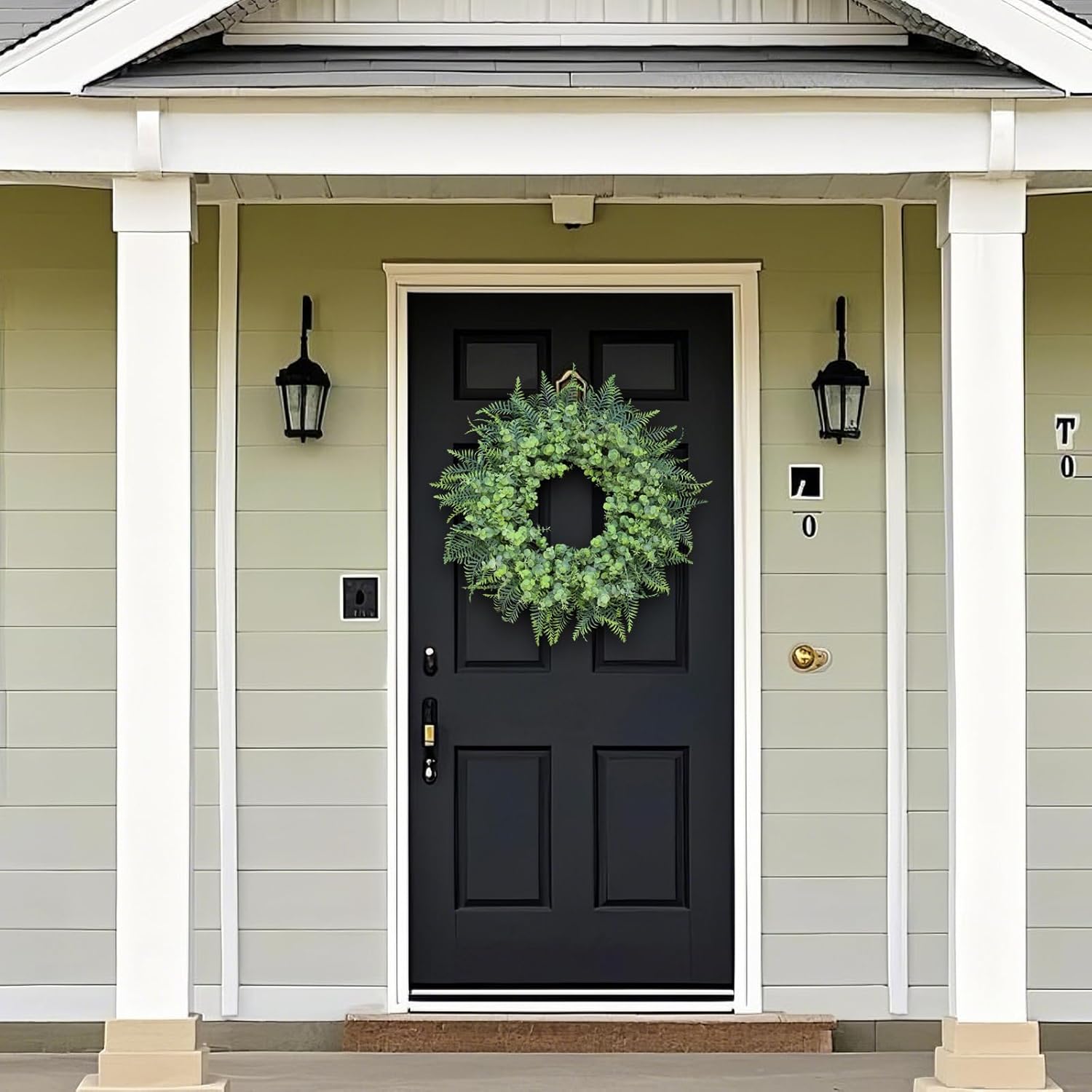 26 Inch Eucalyptus and Boston Fern Wreath for Front Door