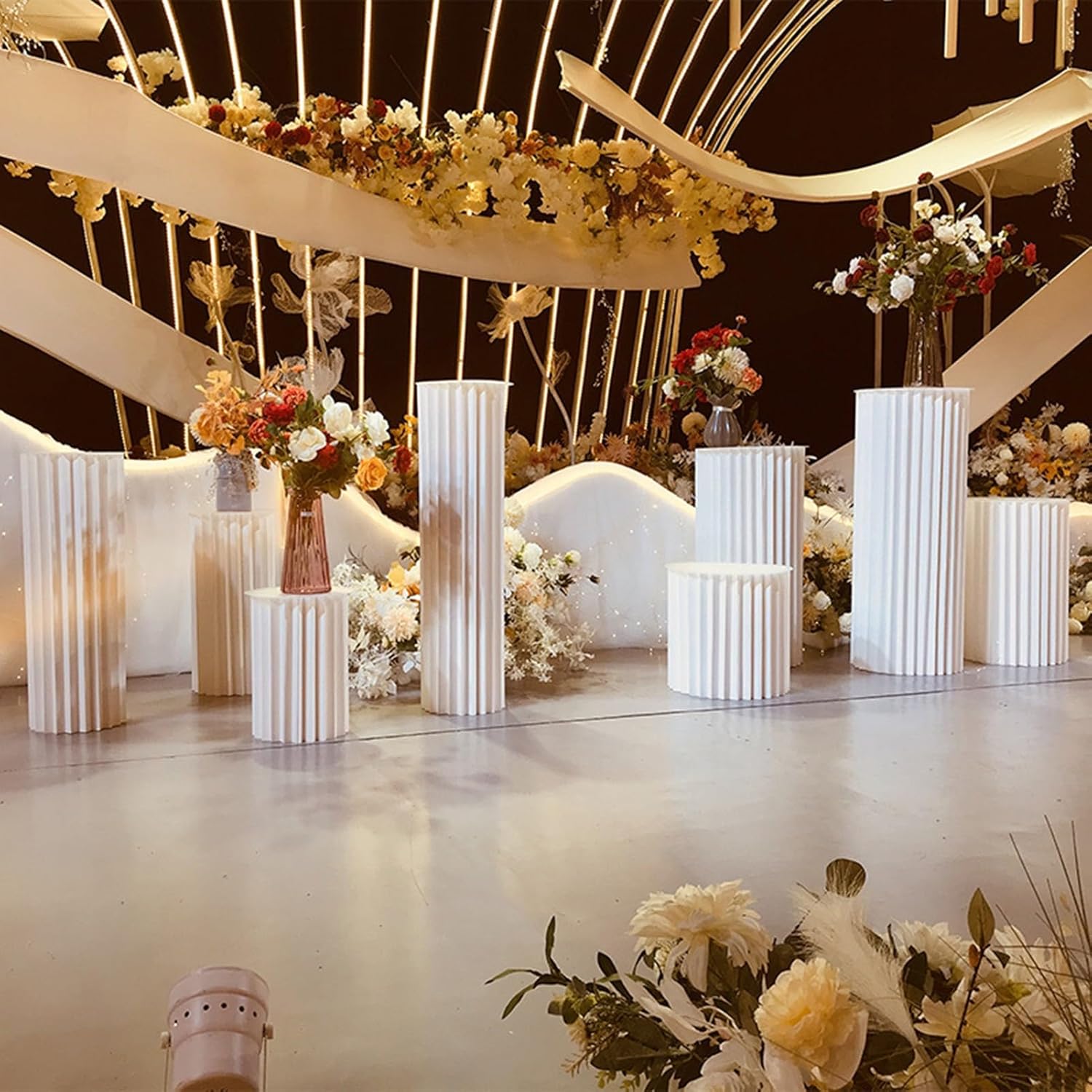 Foldable Paper Columns Display Stand for Wedding Vases and Party Centerpieces