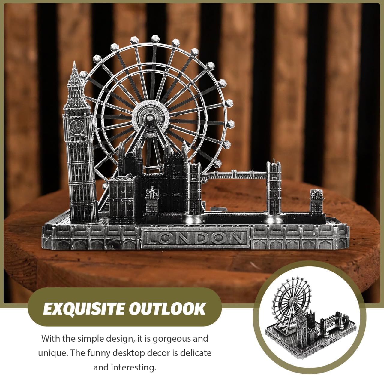 Retro City Metal London Eye Big Ben Figurine Statue