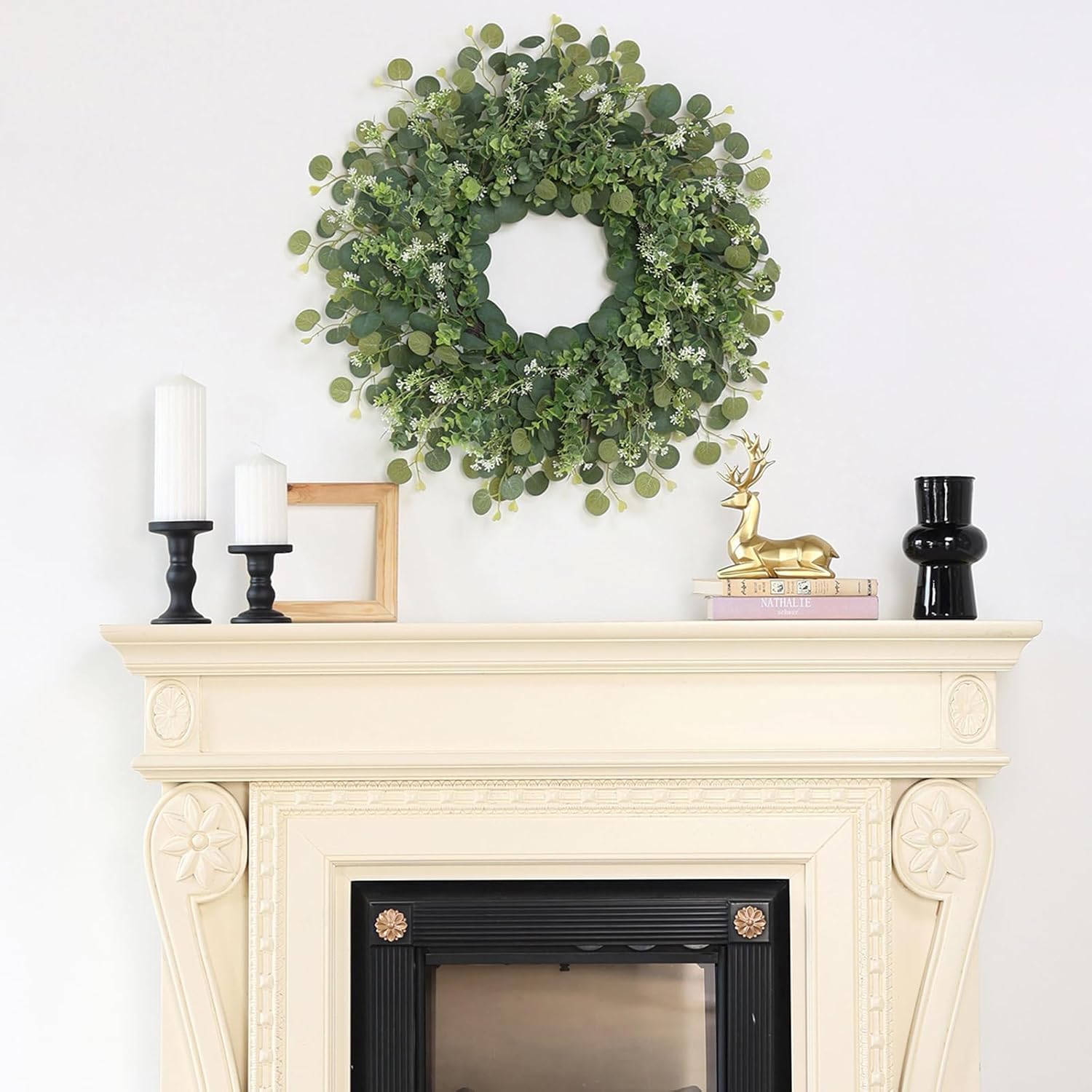 26 Inch Artificial Eucalyptus Wreath for Front Door and Porch