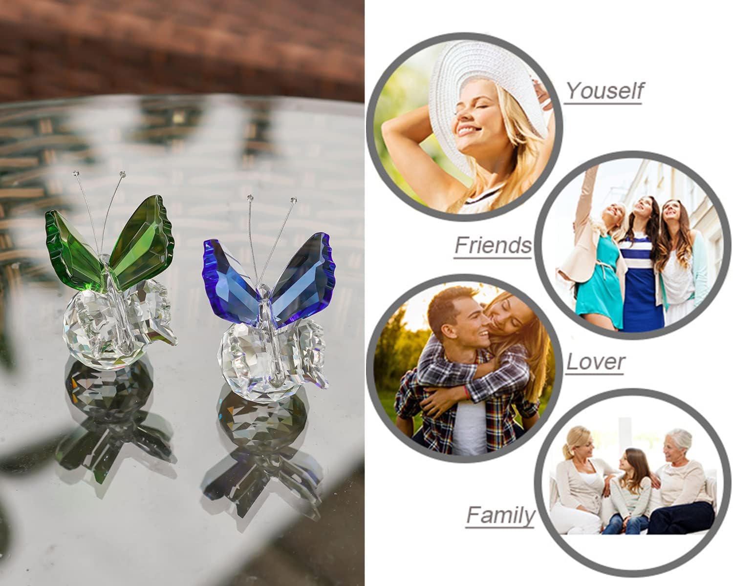 HD Butterfly Bird Crystal Figurine Set