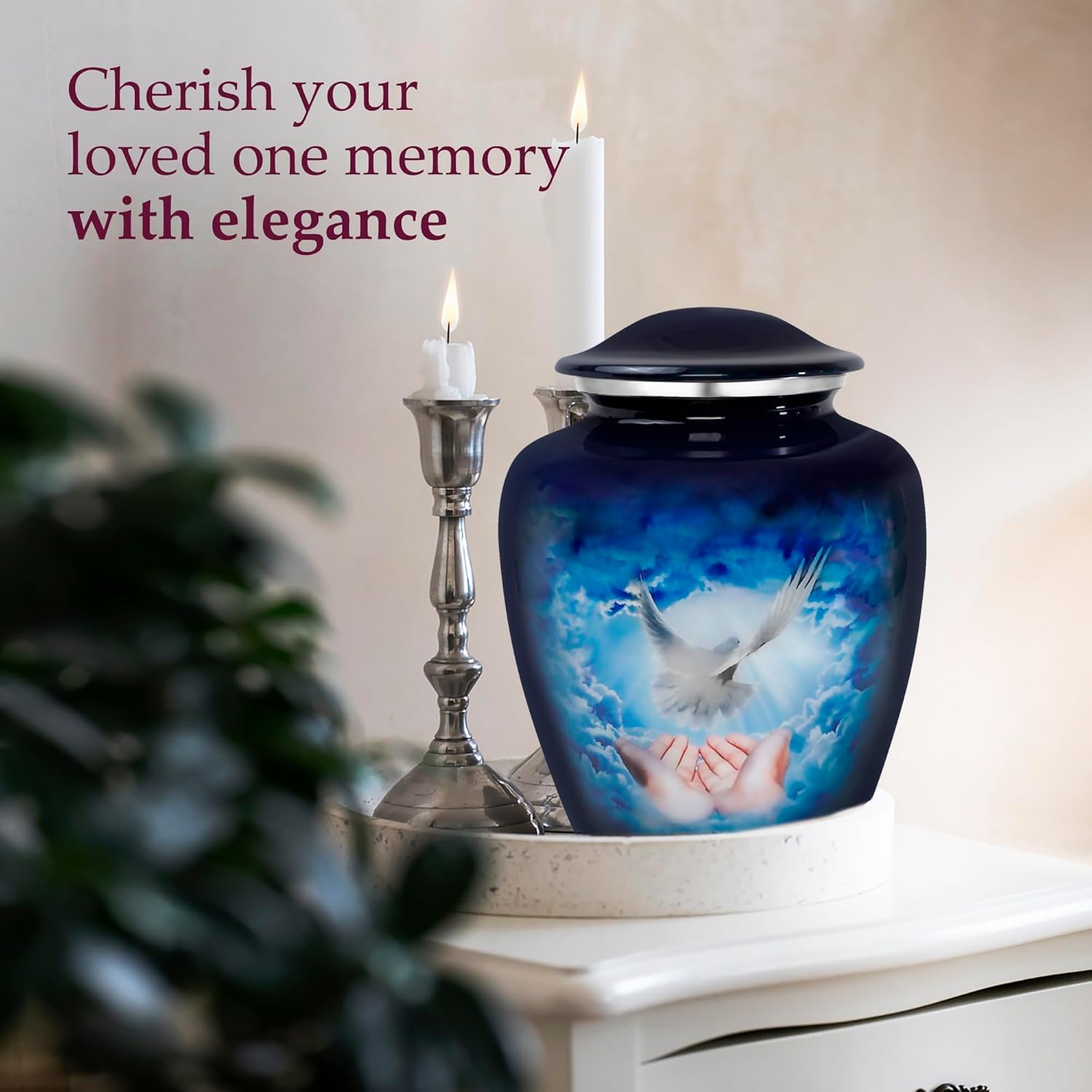 Trupoint Memorials Large Blue Dove Cremation Urn