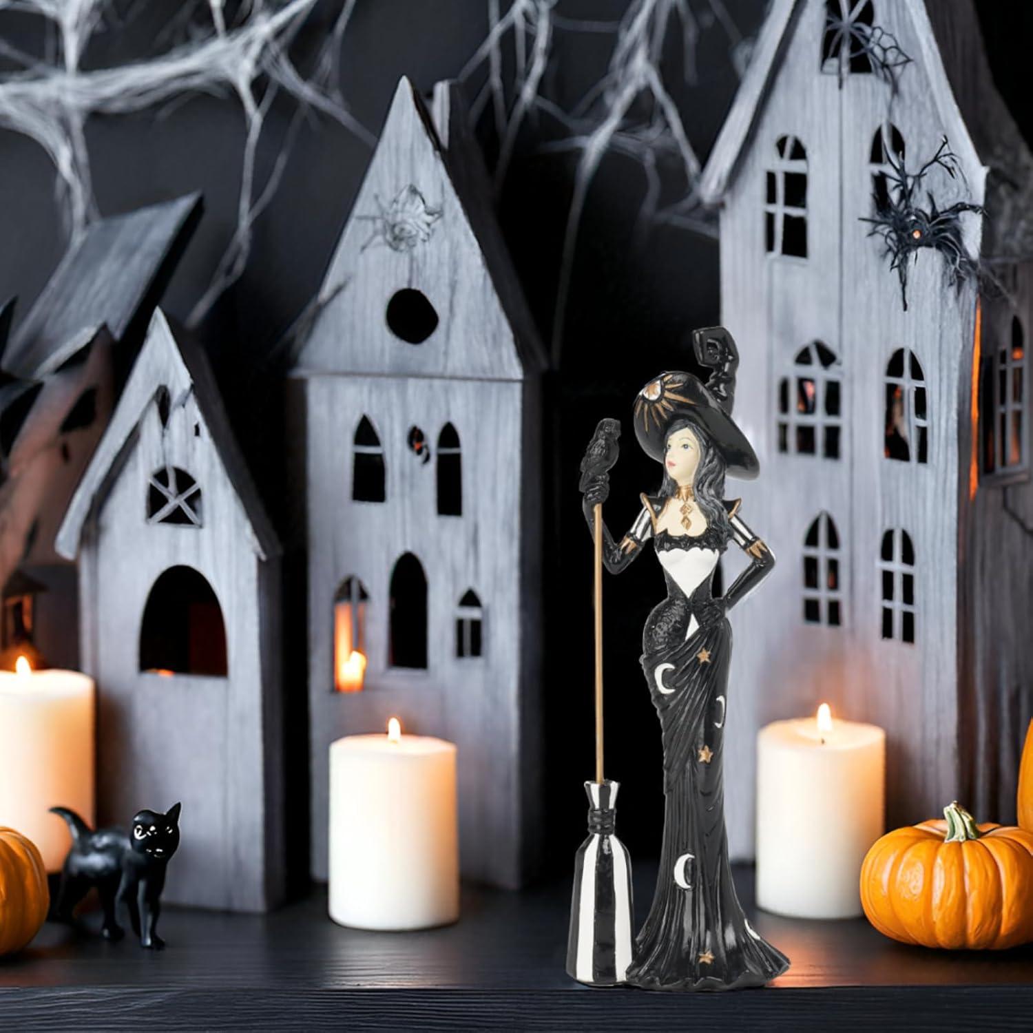 Newman House Studio Halloween Witch Figurine - Magic Broom Collectible Statue 25x175x75 in
