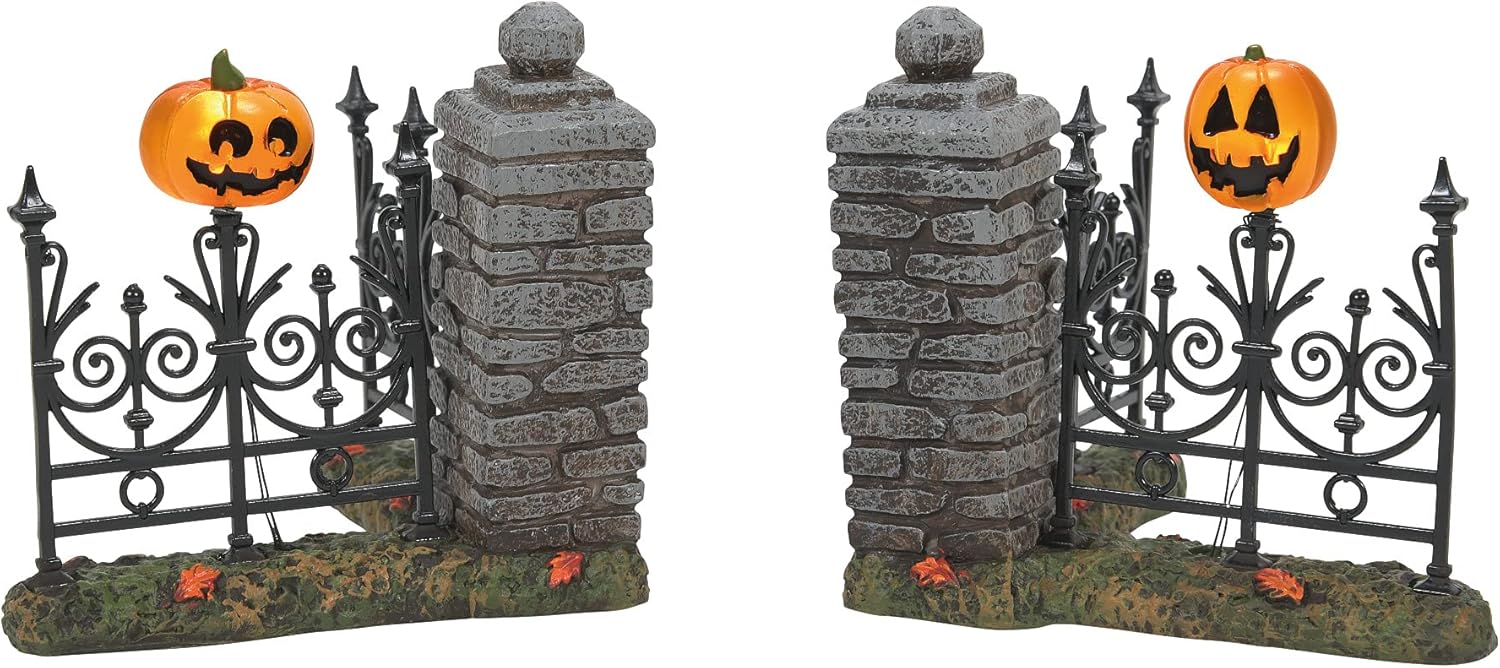 Department 56 Halloween Jack-O-Lantern Fence Corner Figurine Set