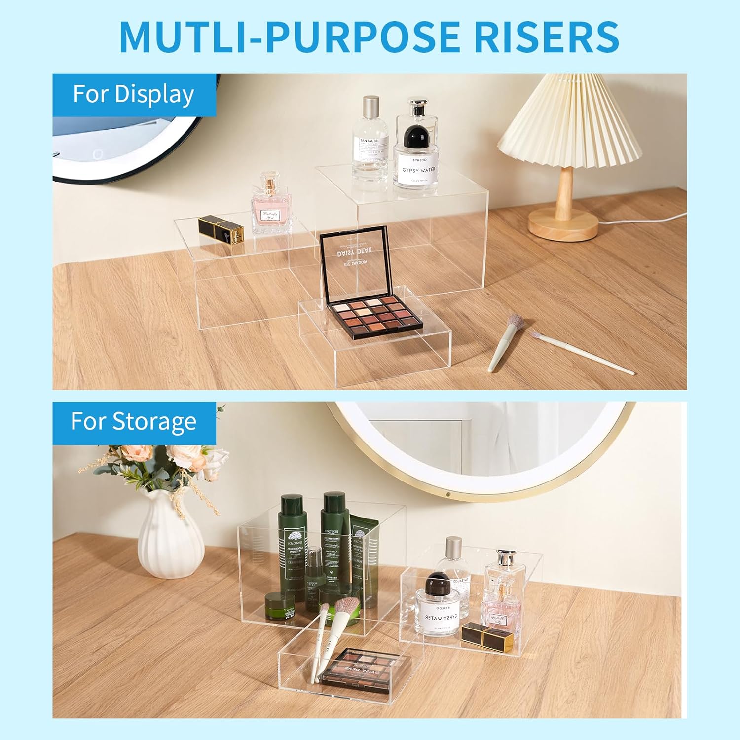 3Pcs Clear Acrylic Risers Display Stand for Jewelry Food