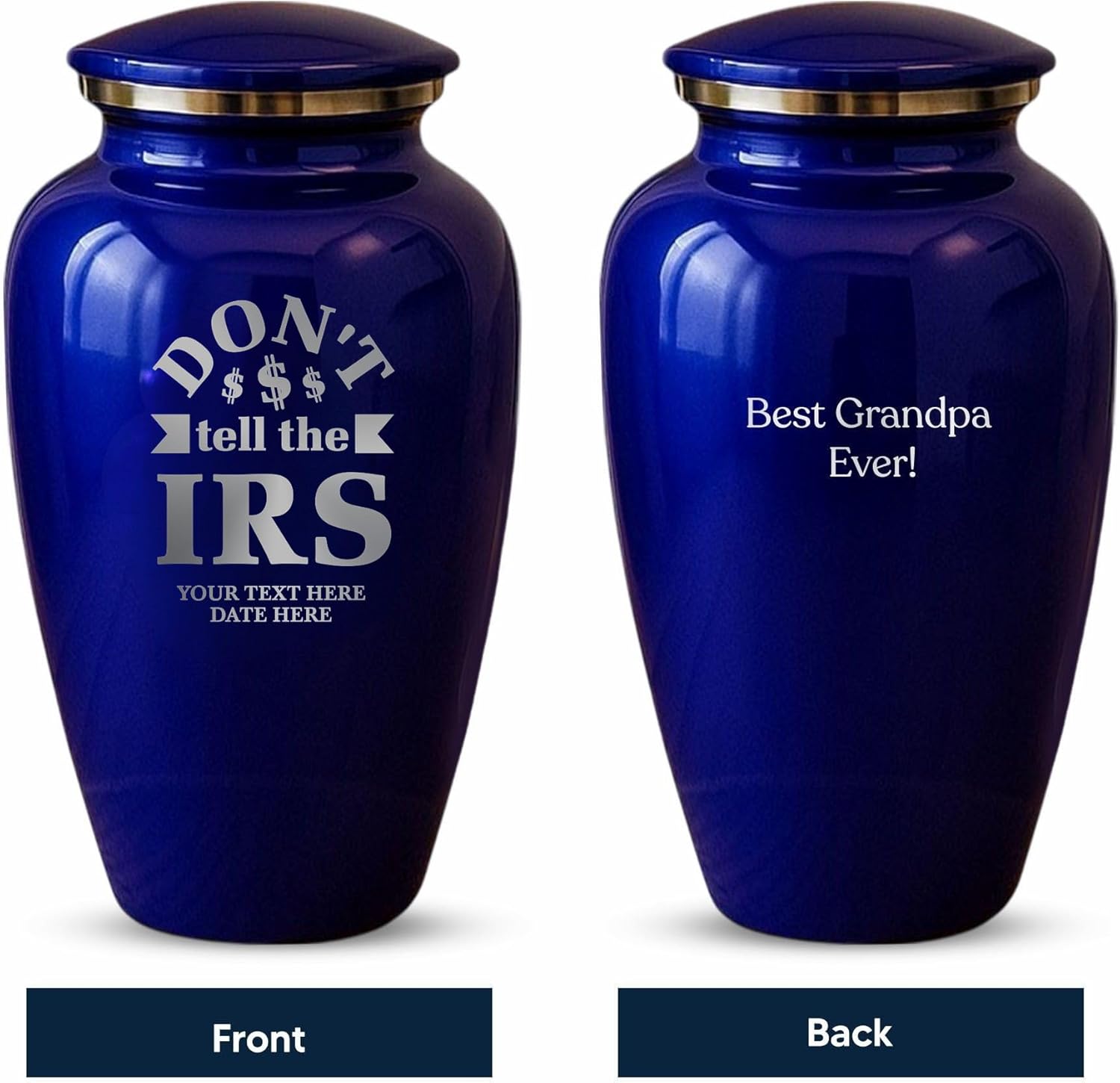 Custom Cremation Urn Metal Purple with Silver Rim