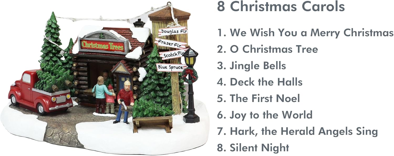 Moments in Time Christmas Tree Lot with LED Light and Music