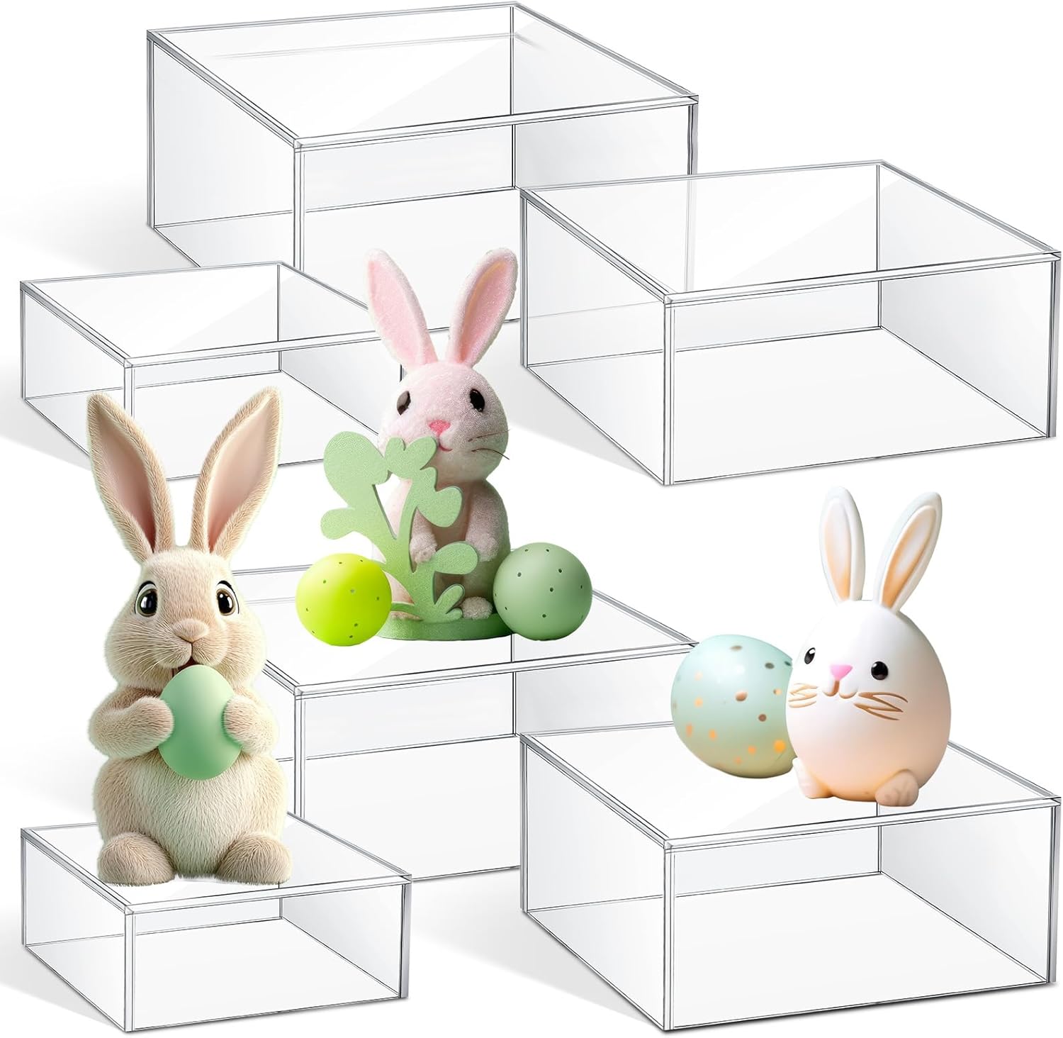Jerify 6 Pcs Acrylic Risers Display Stands 3 Sizes