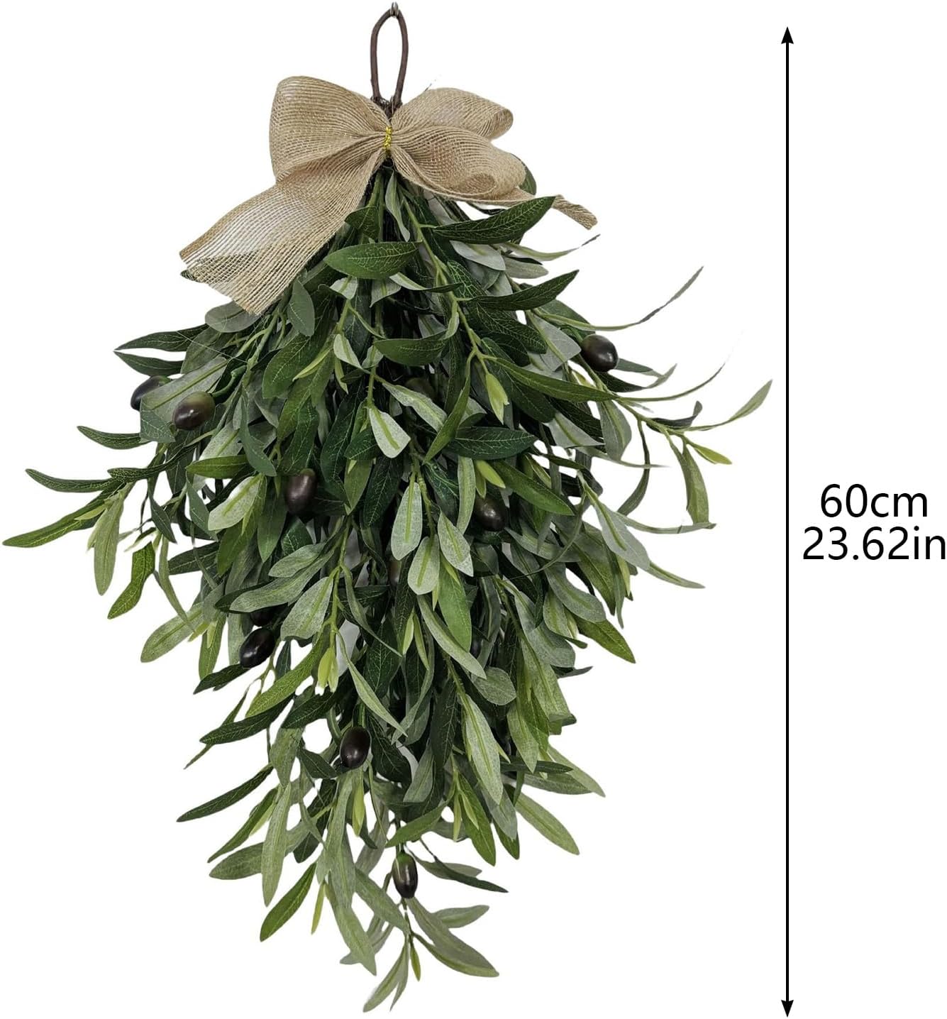 24 Inch Artificial Teardrop Olive Wreath with Bow