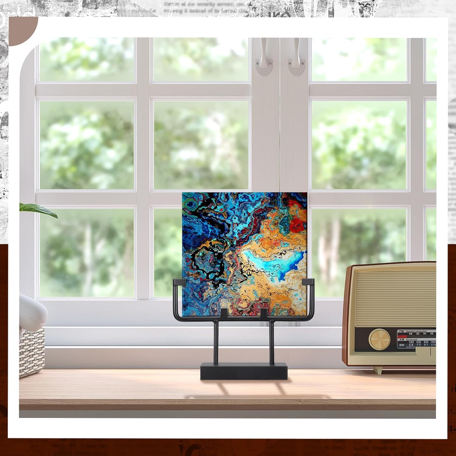 4 Pcs Square Metal Display Stands for Art Panels and Plaques