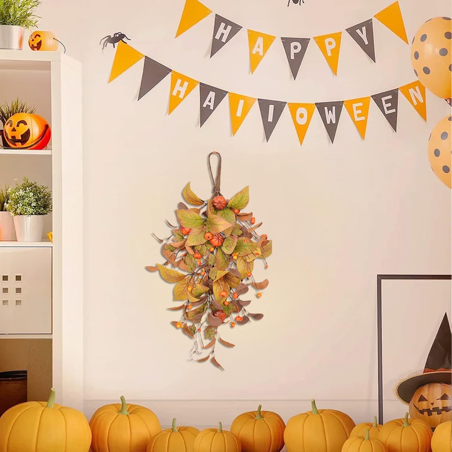 JUOPZKENN Fall Teardrop Swag for Front Door Decor
