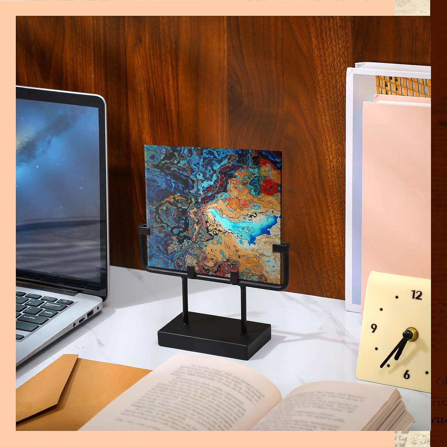 4 Pcs Square Metal Display Stands for Art Panels and Plaques