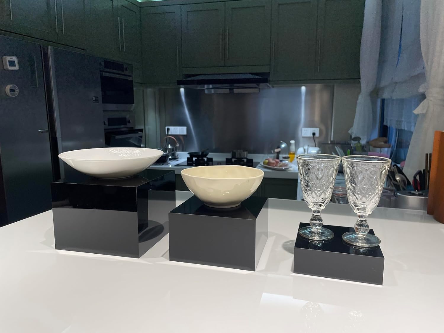 Sets of 3 Acrylic Risers with Hollow Bottoms for Display