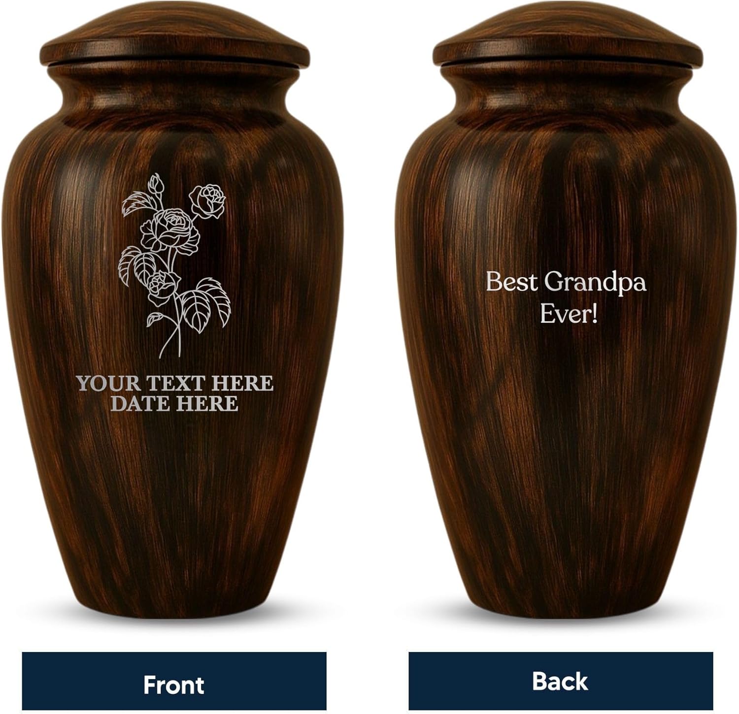 Custom Cremation Urn with Painted Wood Finish and Floral Design
