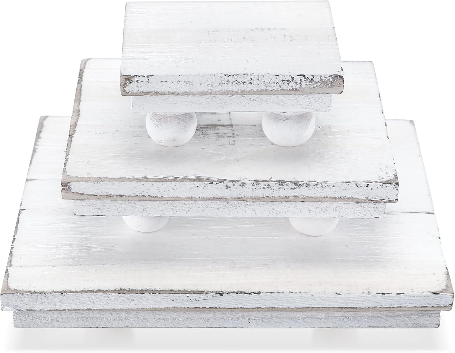 Thyle 3Pcs Square Wooden Tiered Display Riser Stands