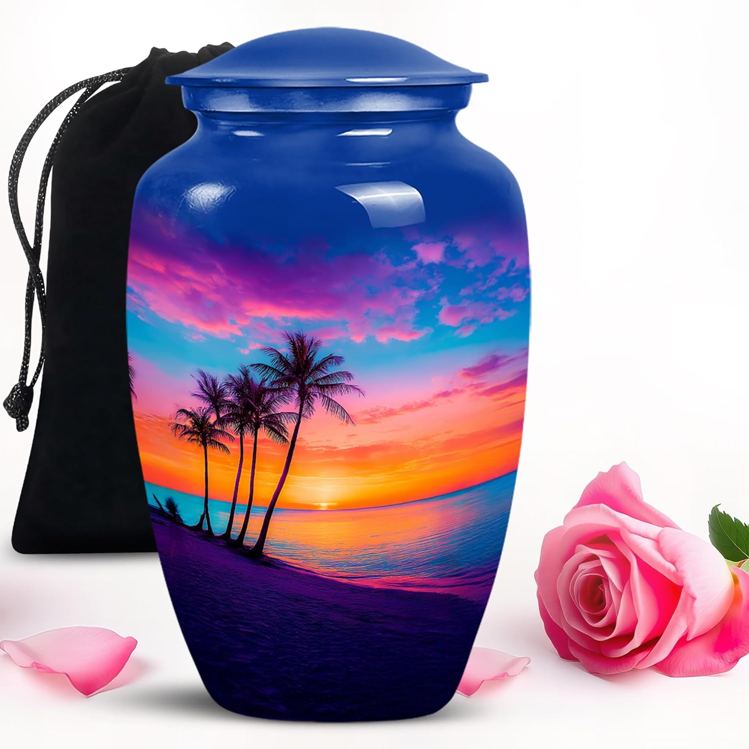 Beach Blue Sunset Urns for Human Ashes - 200 Cubic Inch Capacity