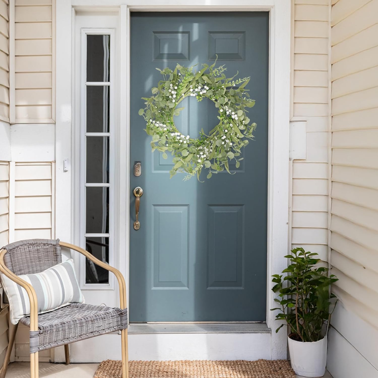 Artificial Eucalyptus Wreath 20 Inch Front Door Decor