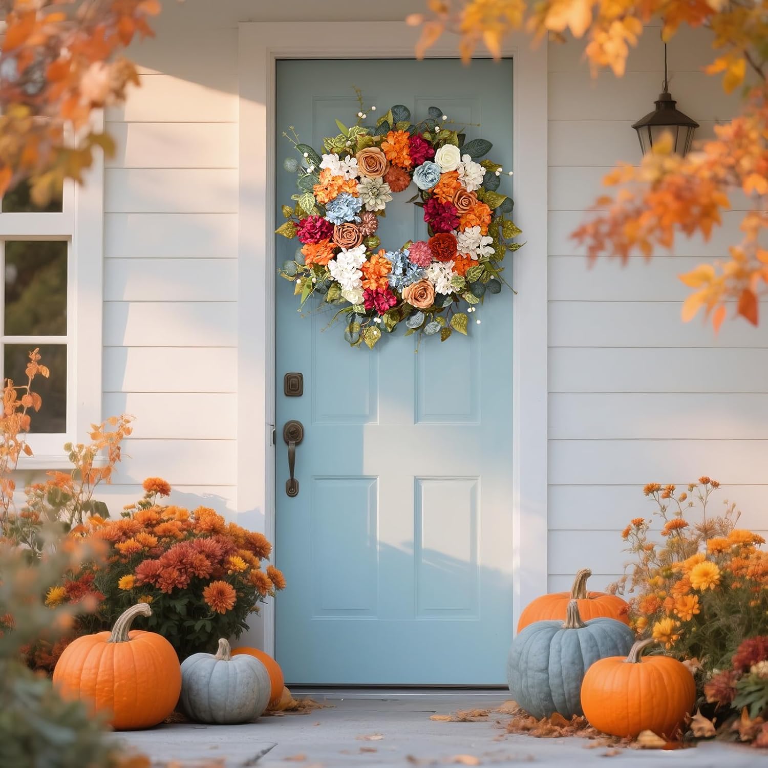 Vibrant Fall Wreath for Front Door 22 Inch