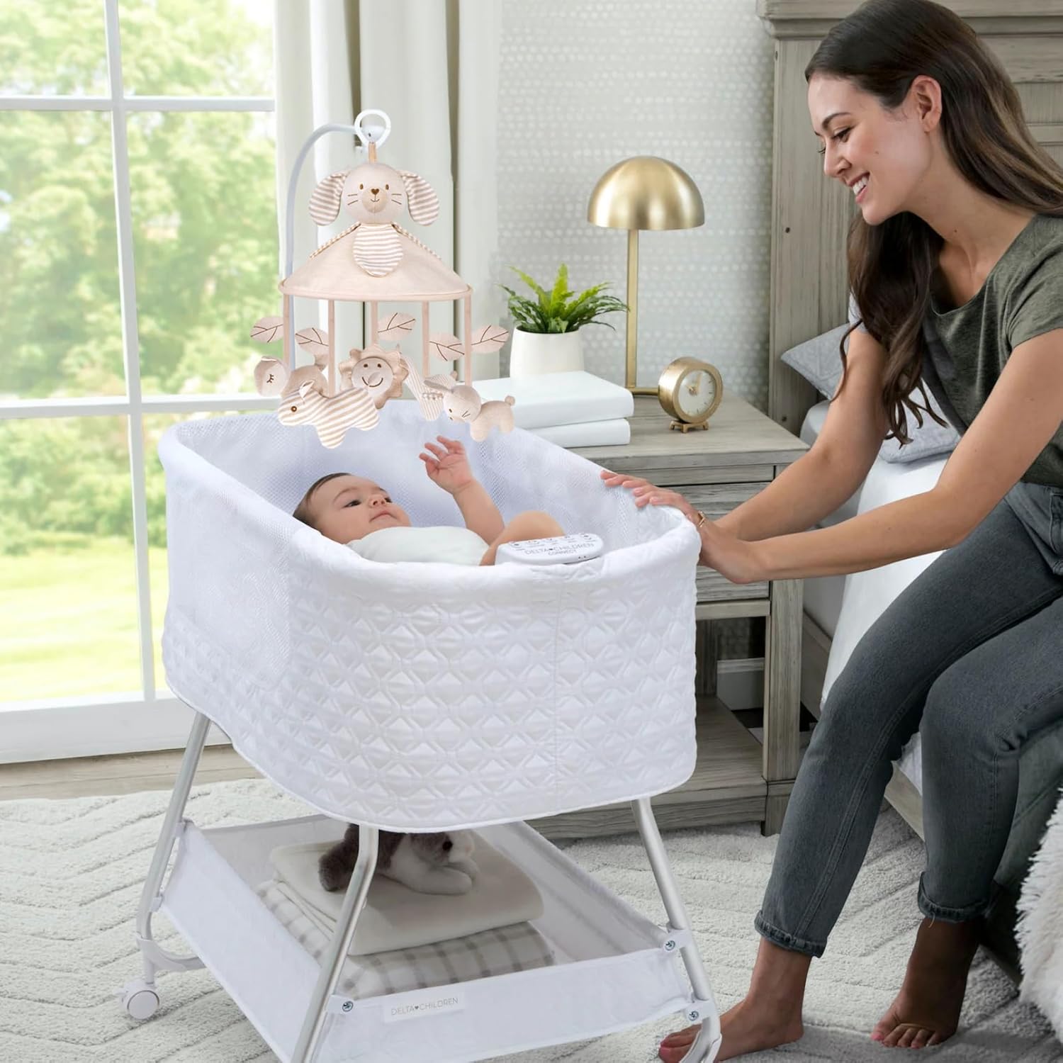 Baby Crib Mobile with Music Box and Squeaker Rattles