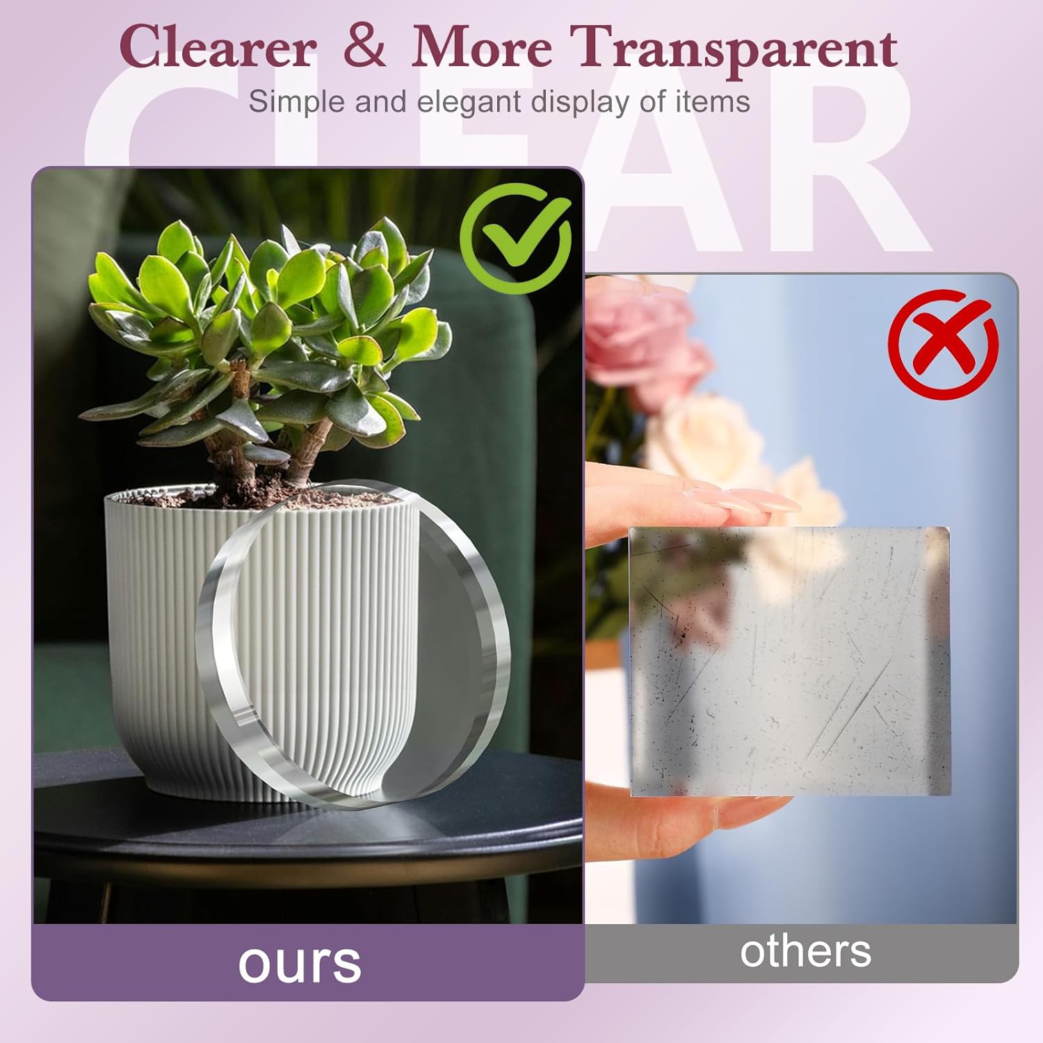 4 Piece Acrylic Display Stand Clear Round Cube Riser
