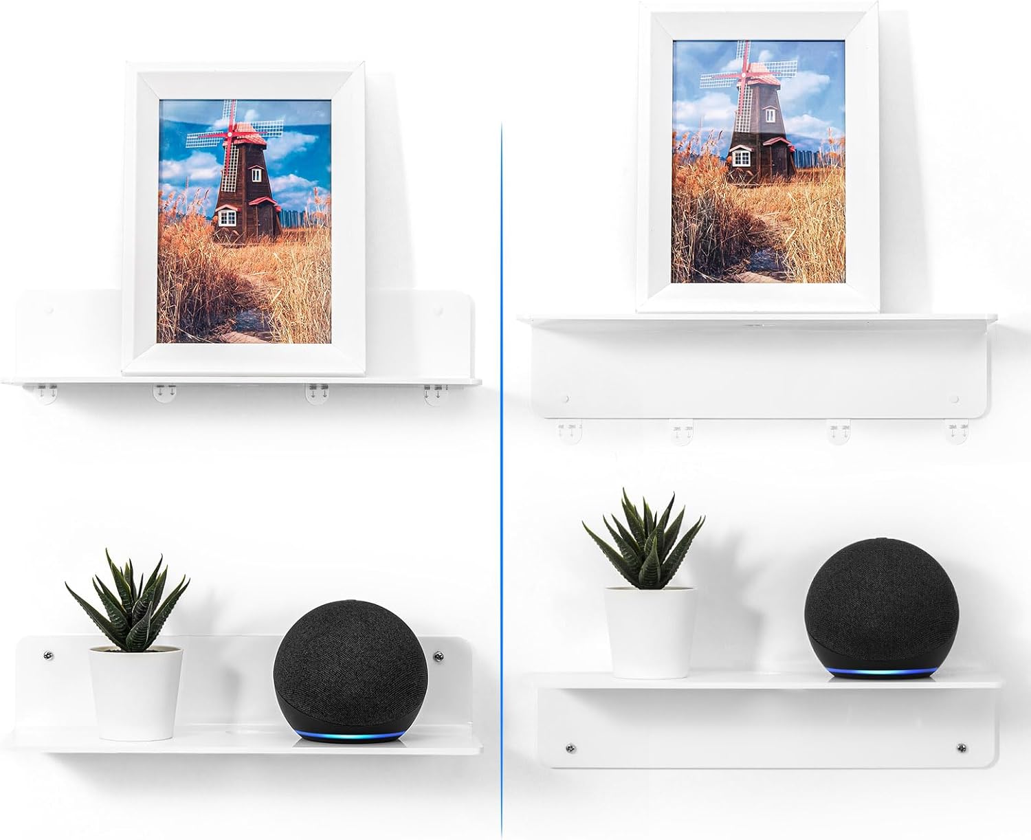 OAPRIRE White Acrylic Floating Shelves Set of 2