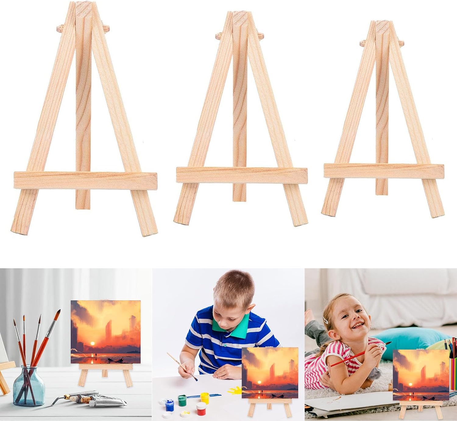 20 Pcs Small Wood Easels for Art and Display