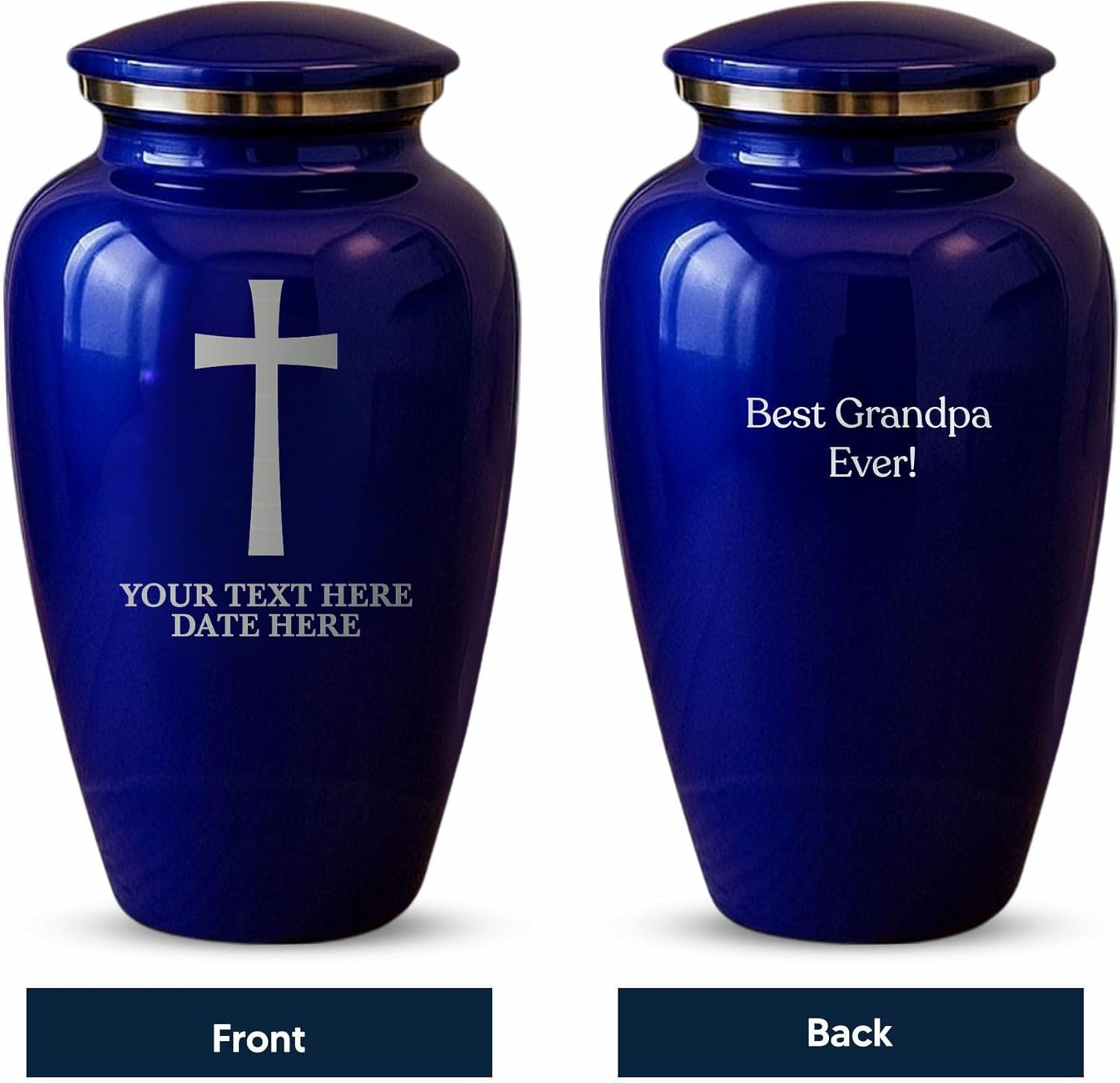 Custom Purple Cremation Urn with Silver Cross Design