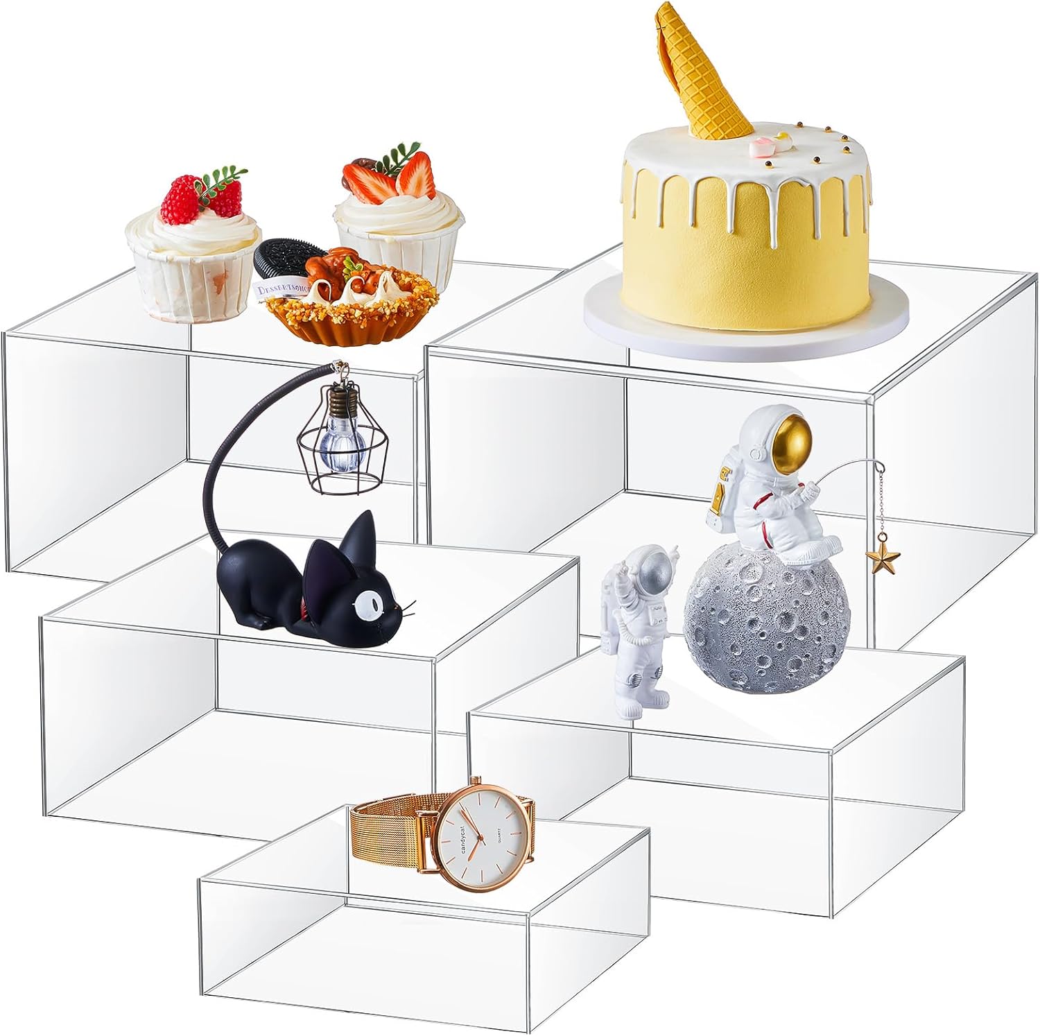Sintuff 5 Pcs Acrylic Buffet Risers Display Stands