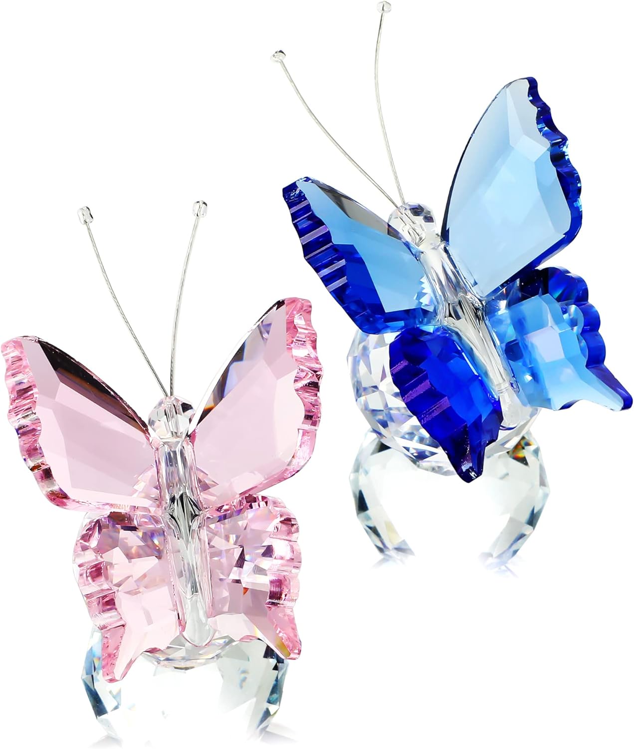 HD Crystal Butterfly Figurine Ornament with Ball Base 2pcs