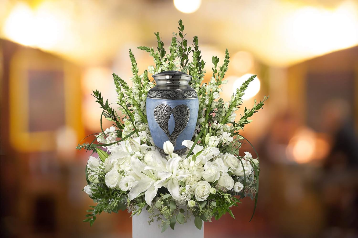 Extra Large Blue Angel Cremation Urn for Adult Male