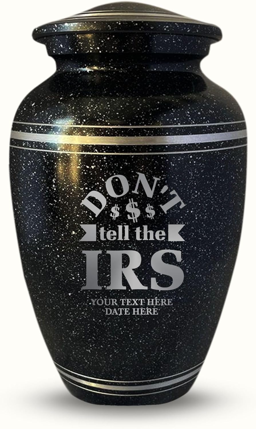 Personalized Aluminum Cremation Urn with Name and Office Joke Design