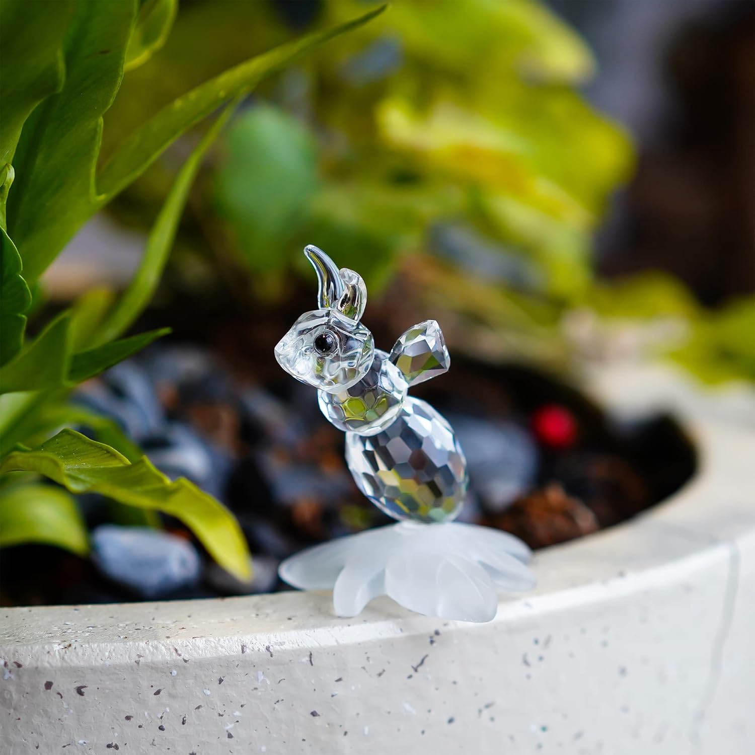 HD Pink Crystal Butterfly and Bee Figurine with Crystal Ball Base