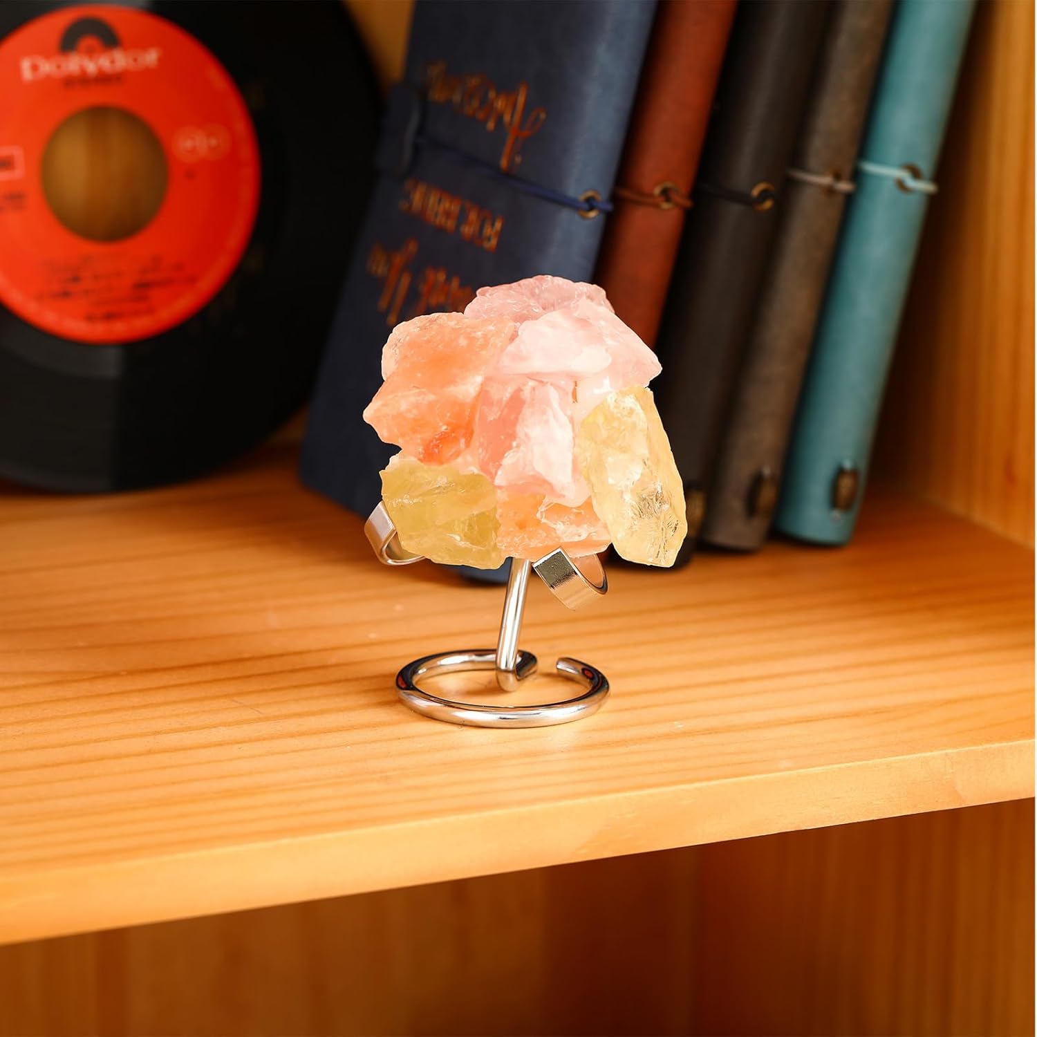 Shimeyao 4 Pcs Silver Metal Crystal Heart Stand