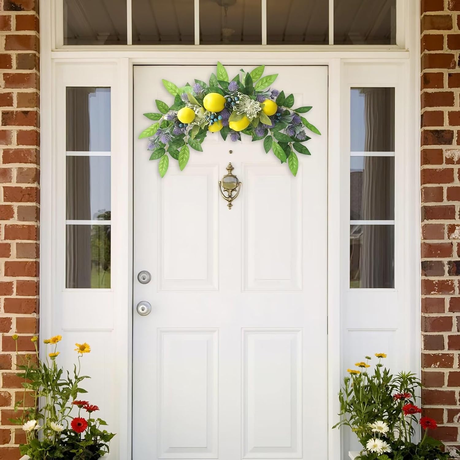 Emivery Artificial Lemon Flower Swag with Blueberry