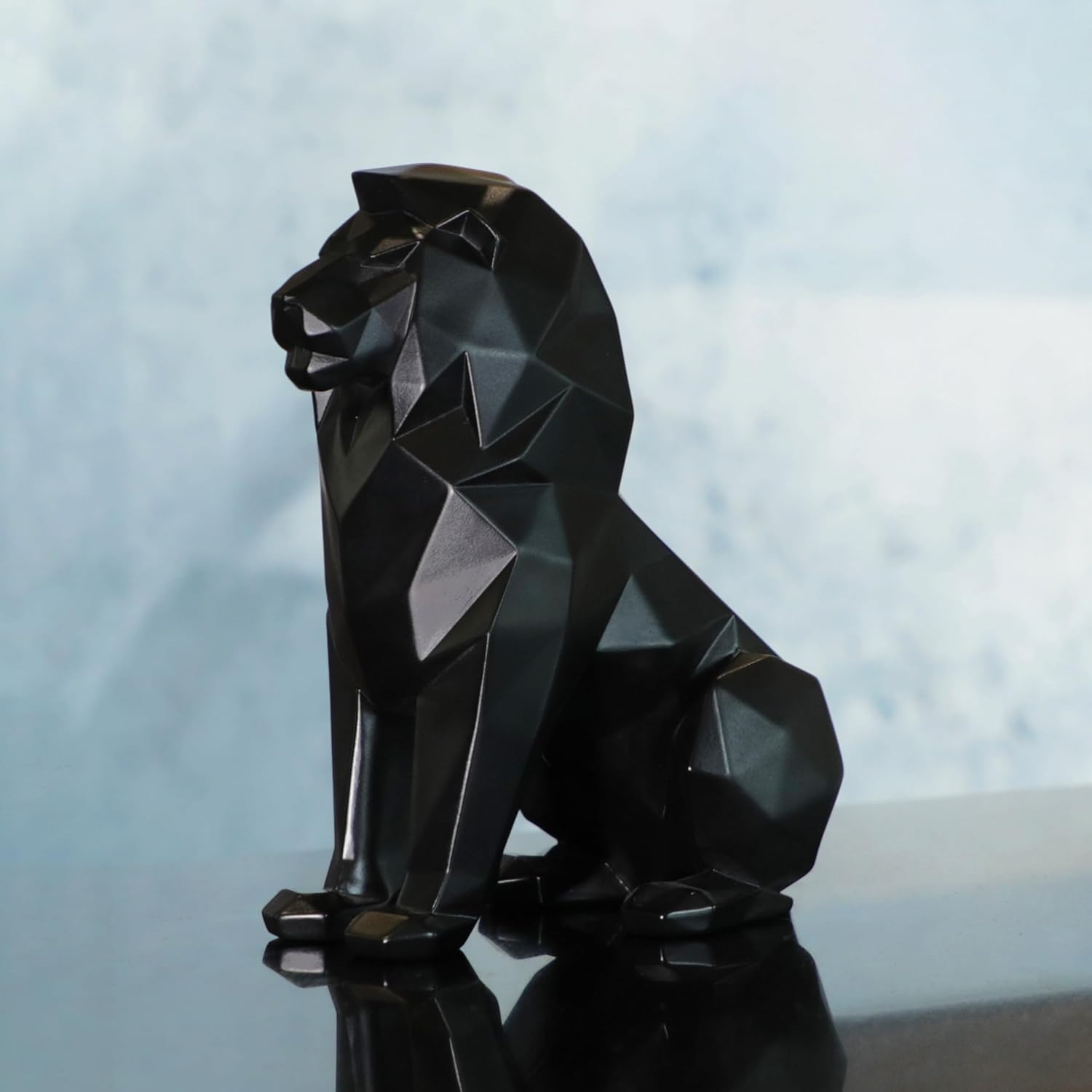 Artarium Black Lion Statue Home Decor Showpiece