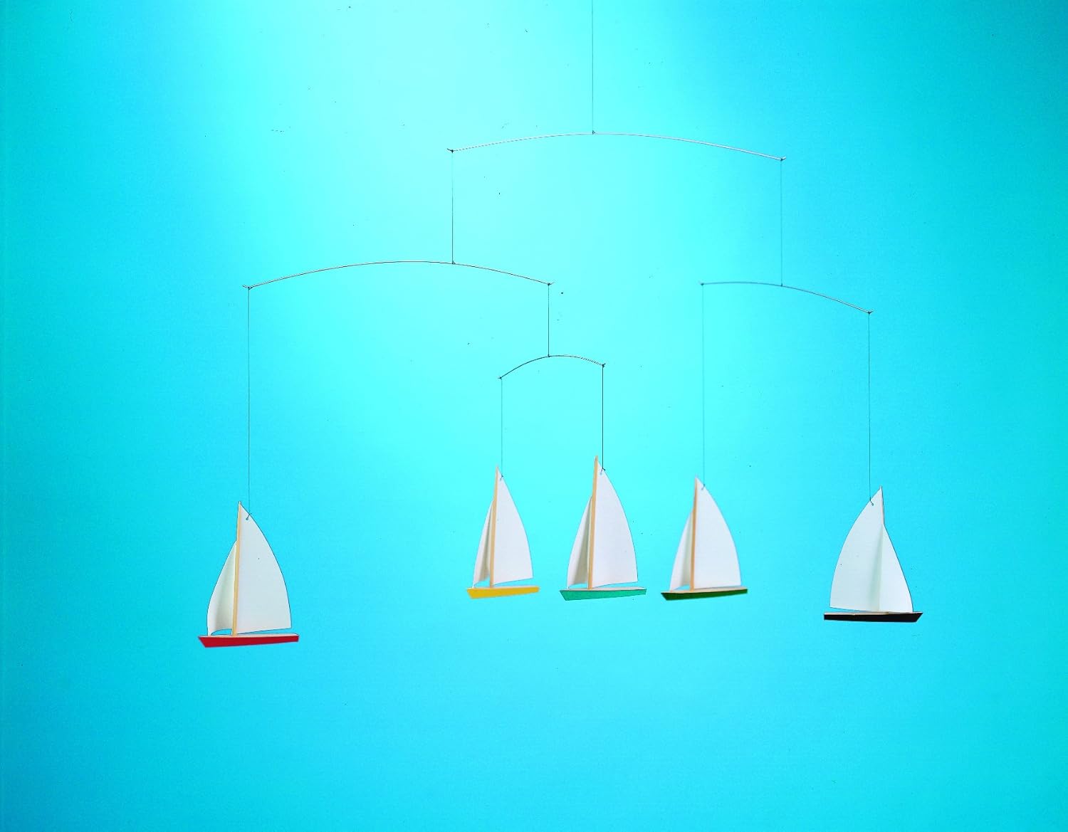 Flensted Mobiles Dinghy Regatta 5 Hanging Mobile 26 Inches Beech Wood Handmade Denmark