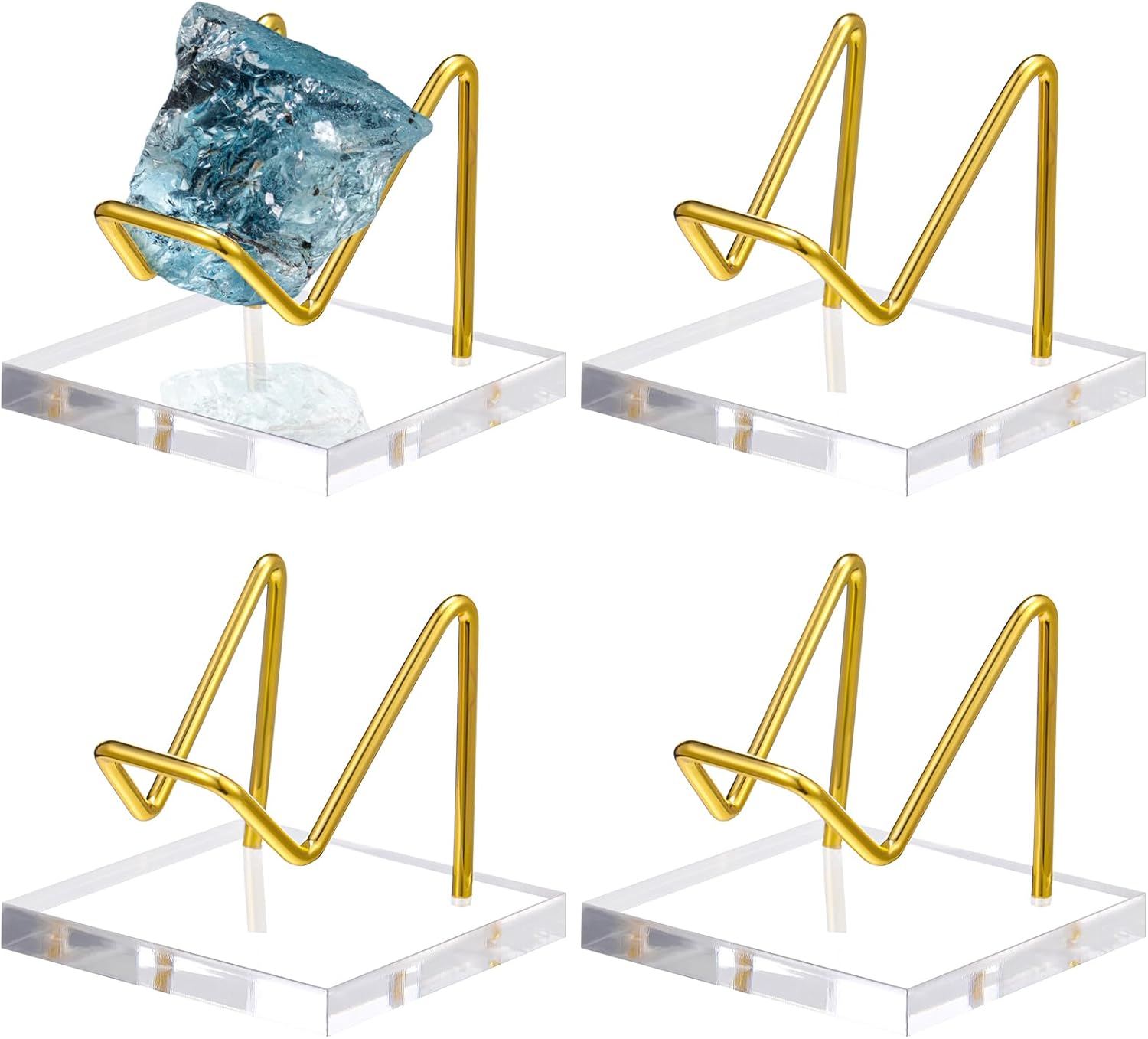 Wenqik 4 Pcs Crystal Display Stand with Metal Arms and Acrylic Base