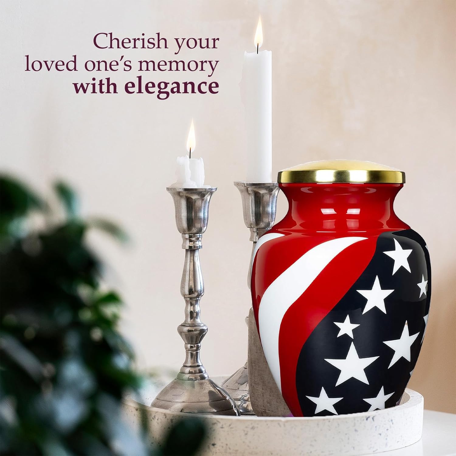 Trupoint Memorials Large Red Cremation Urn for Veteran Ashes