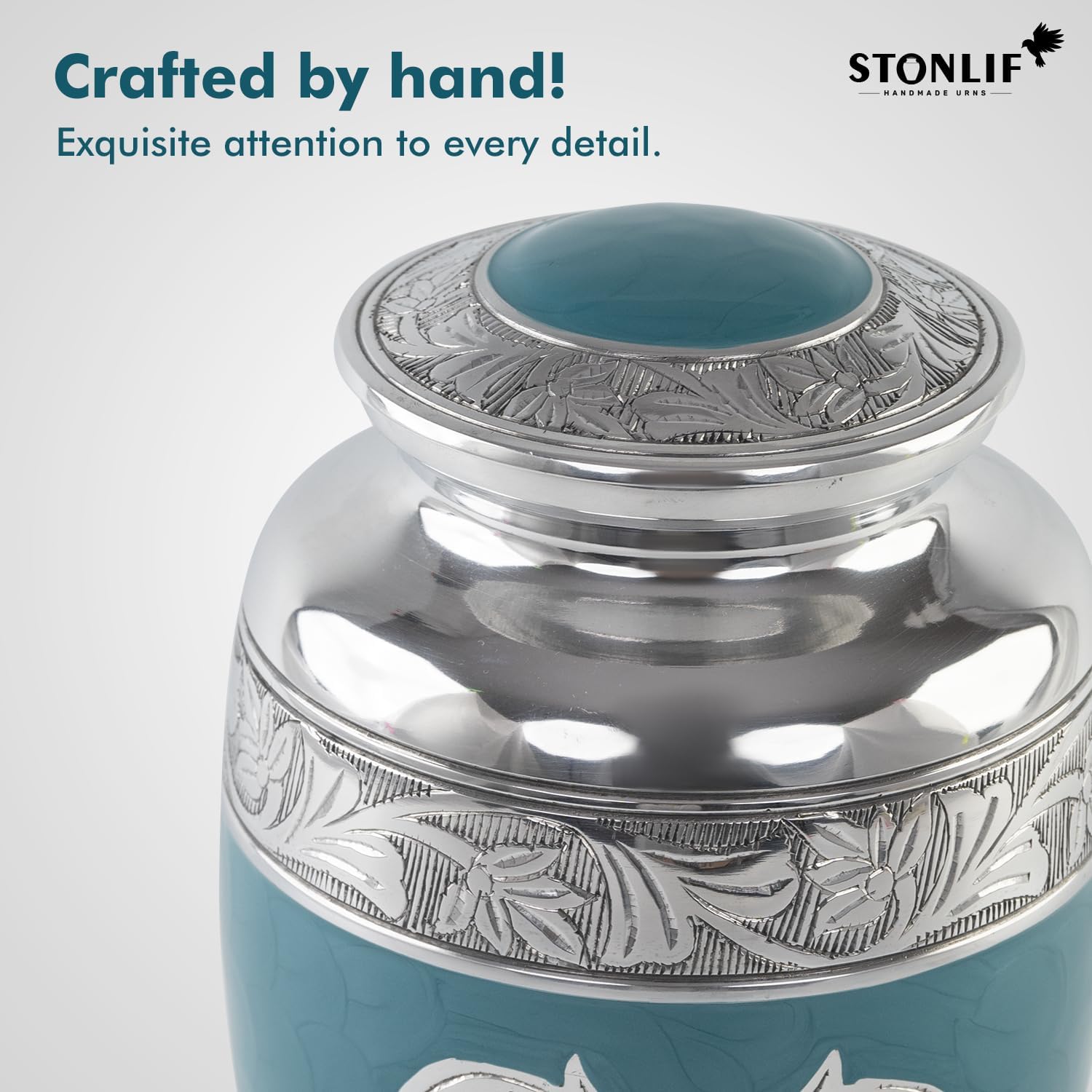 Angel Wings Cremation Urn - Large Teal Blue