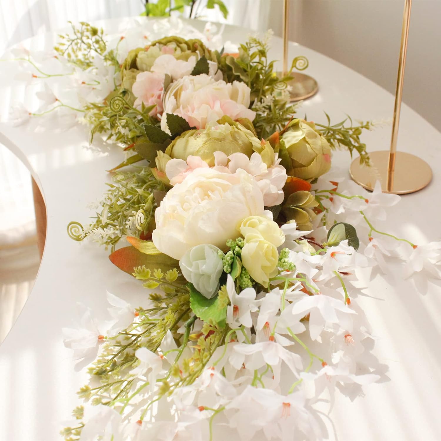 Artificial Peony Arch Swag 295 Inch Silk Floral Decor