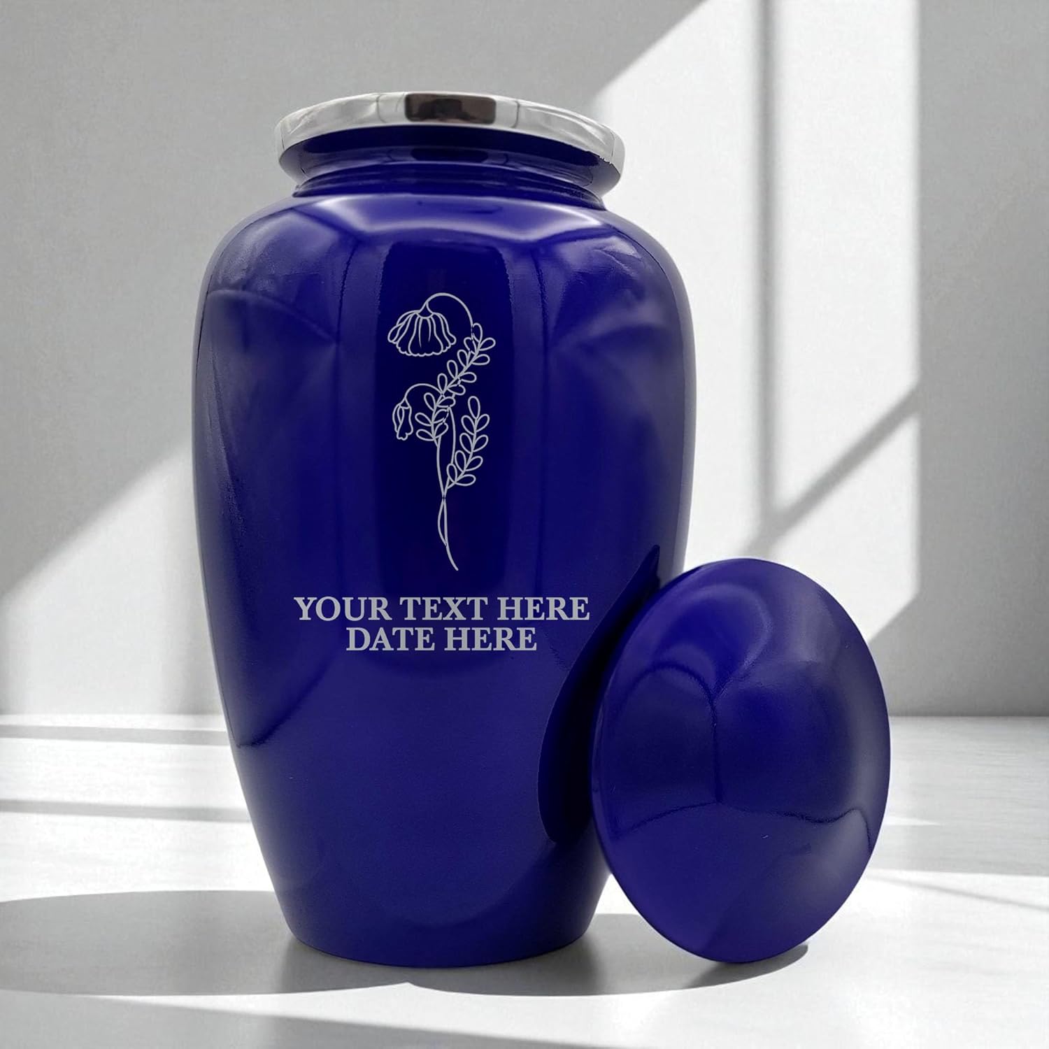 Custom Cremation Urn with Purple Floral Design