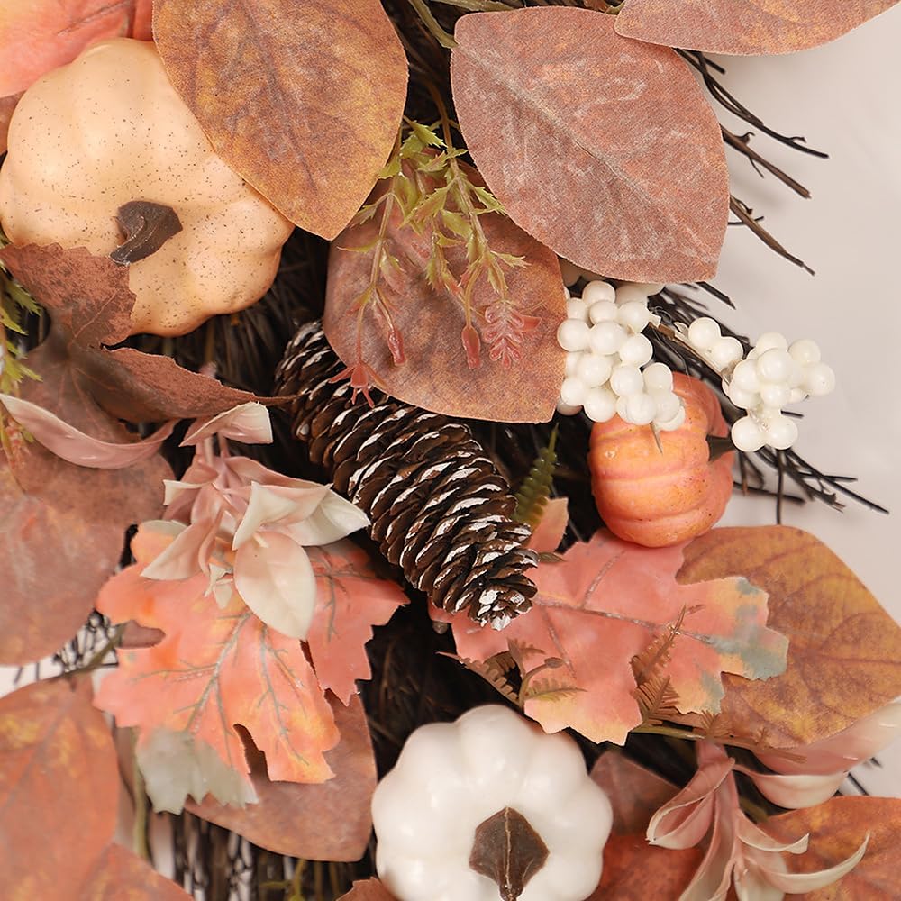 Artificial Fall Teardrop Wreath 26 Inch Seasonal Decor