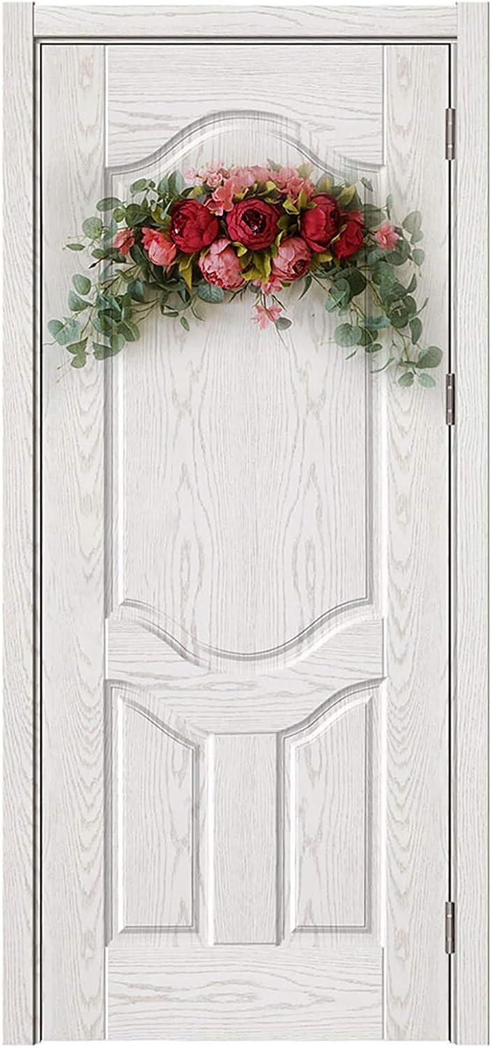 30 Inch Artificial Flower Swag Red Peony Arch Wreath