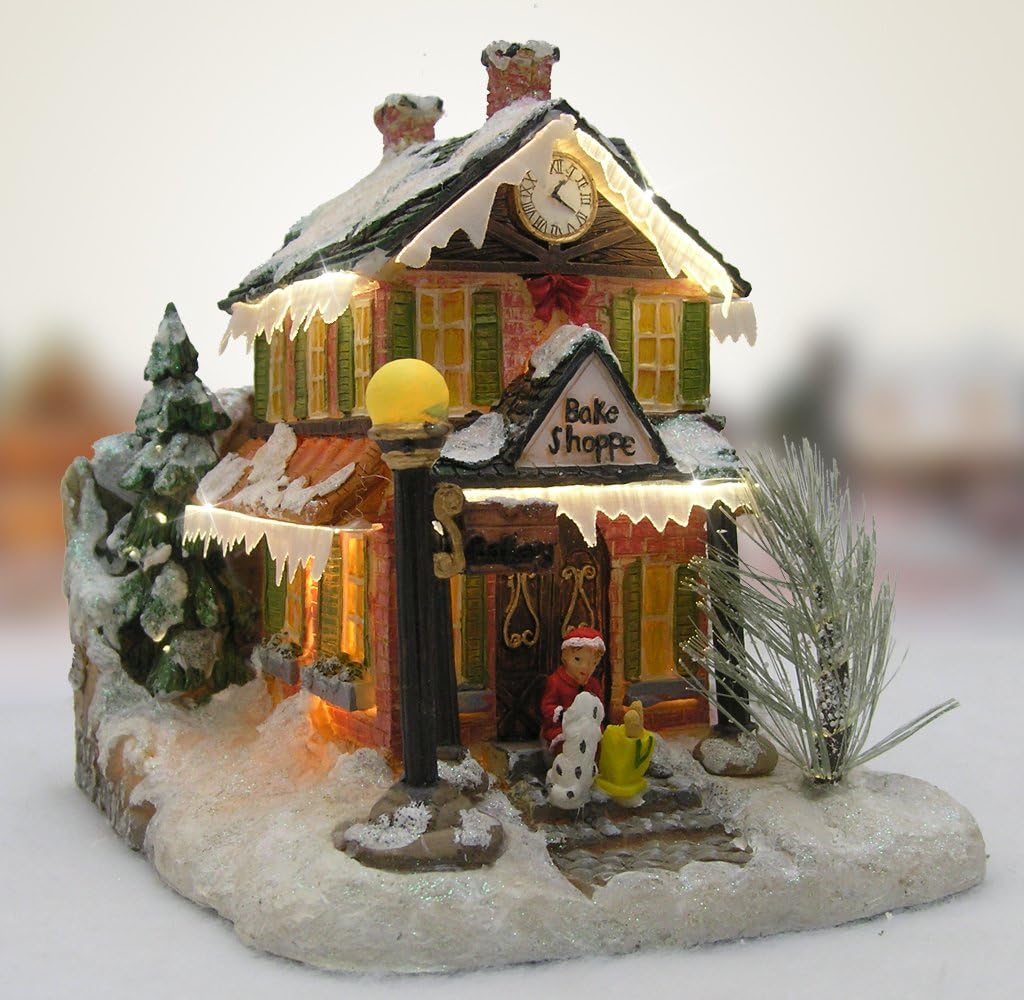 BANBERRY DESIGNS Lighted Bakery Village - Color Changing LED