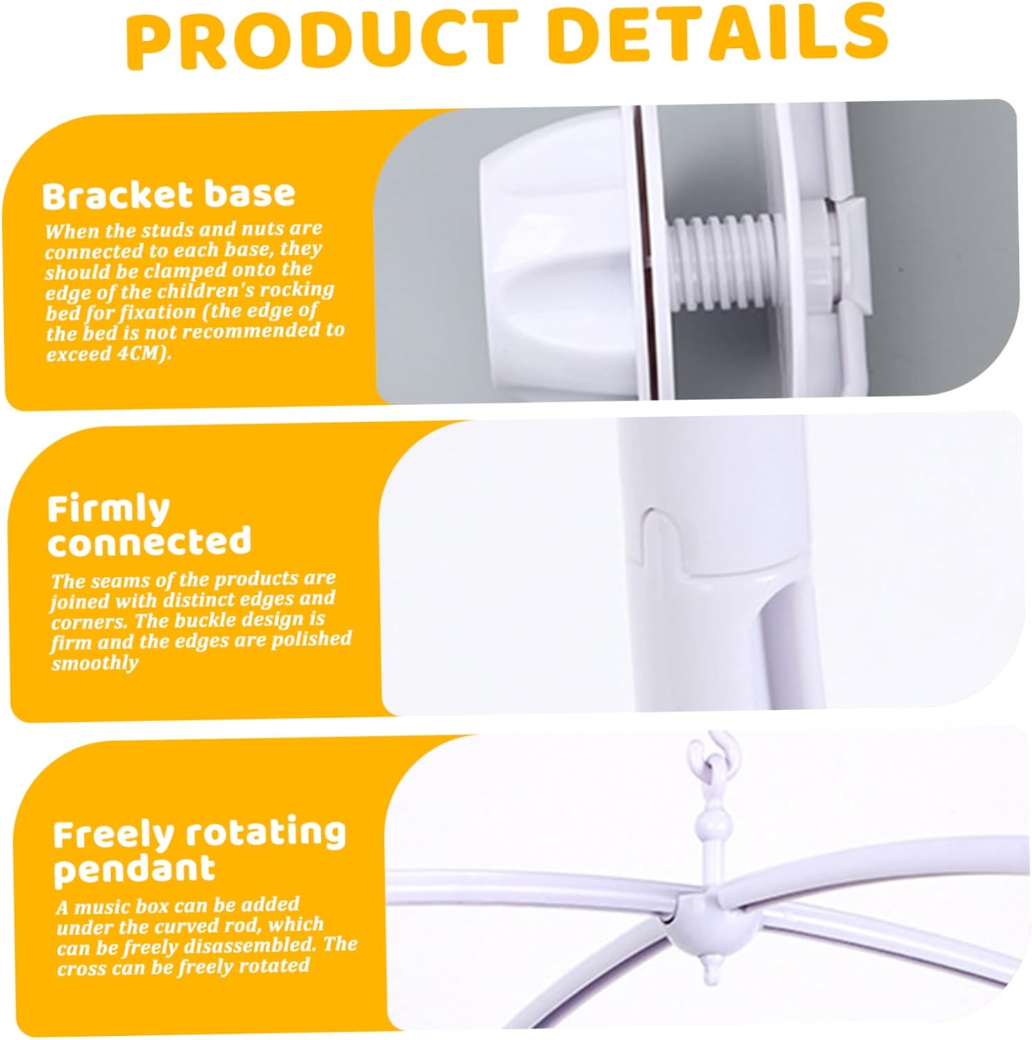 Mobile Holder for Crib with 360 Rotating Music Box