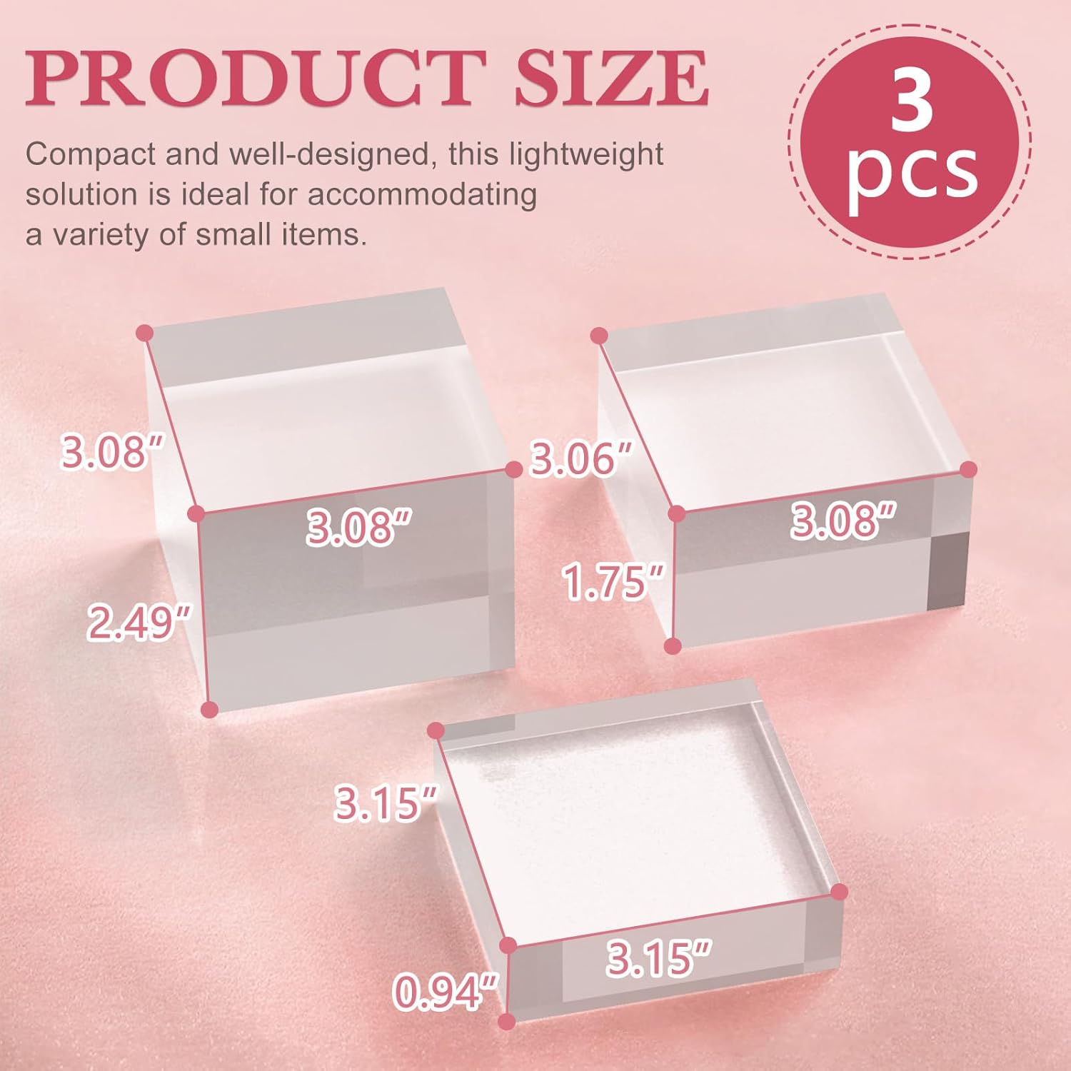 3 Pack Acrylic Display Stands for Collectibles and Decor