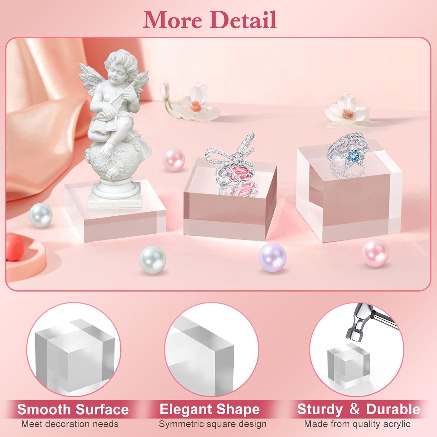 3 Pack Acrylic Display Stands for Collectibles and Decor