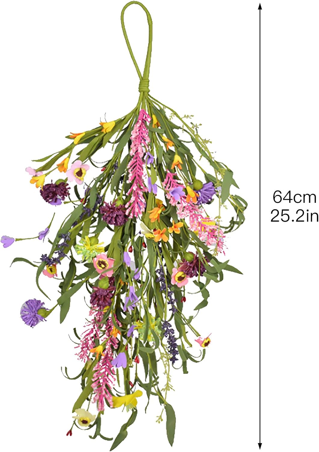 25in Artificial Daisy Teardrop Swag Front Door Decor